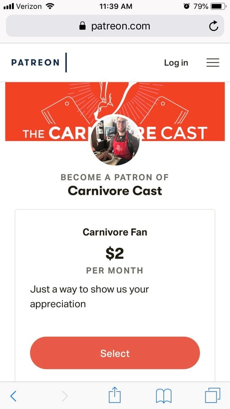 patreon steak carnivore zero carb keto ketogenic diet